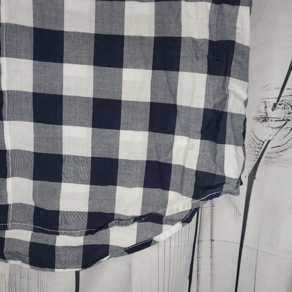 J.Crew Mercantile Gingham Plaid Popover Preppy Business Casual Short Sleeve Top - Picture 3 of 8